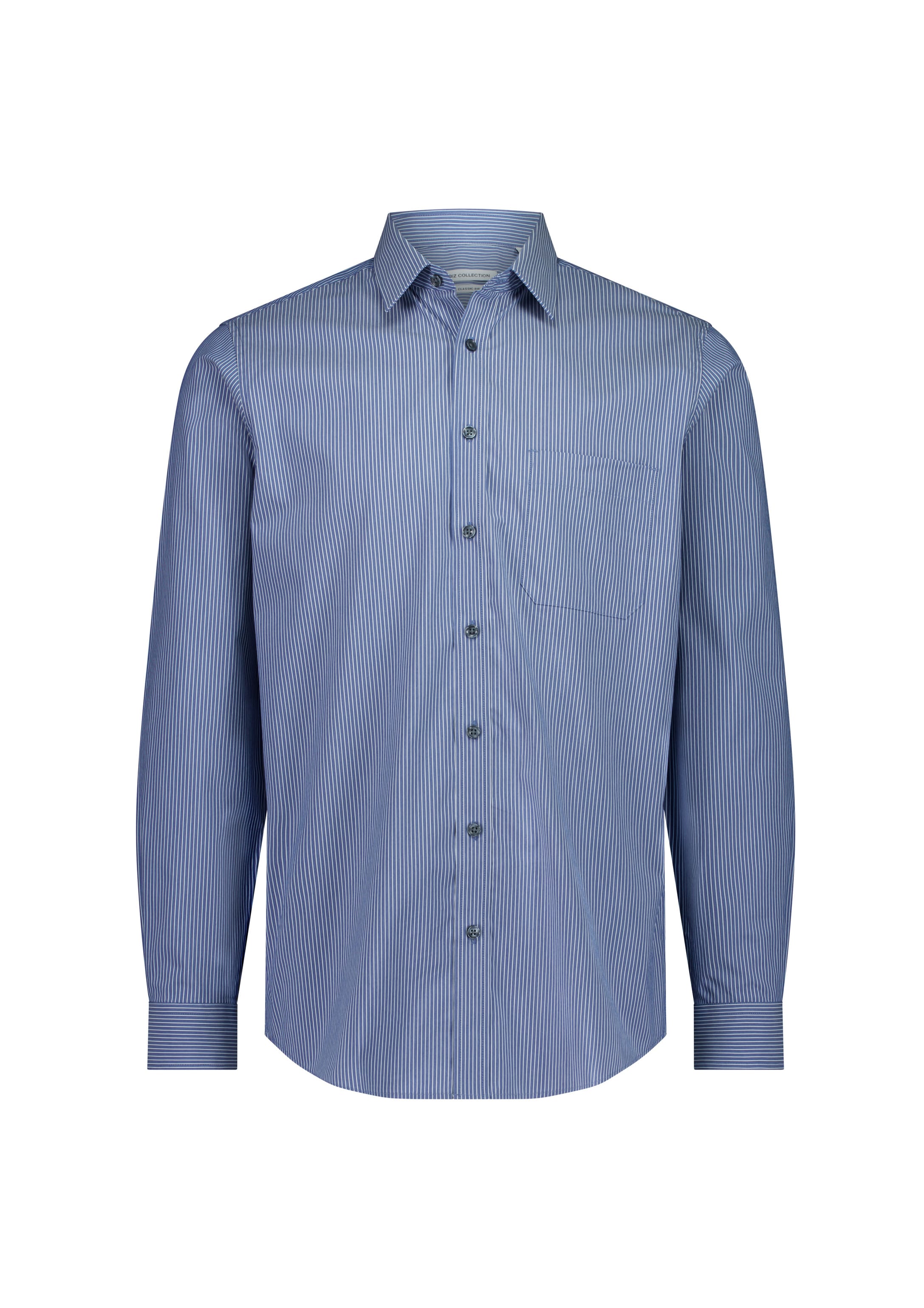 Biz Collection Men’s Fitzroy Classic Fit Long Sleeve Shirt S624M French Blue/White Stripe / XS